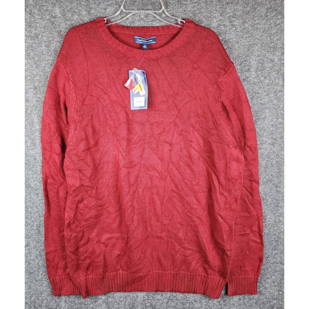Croft & Barrow Sweater Mens XL Red Crewneck Long Sleeve Solid Knit NWT